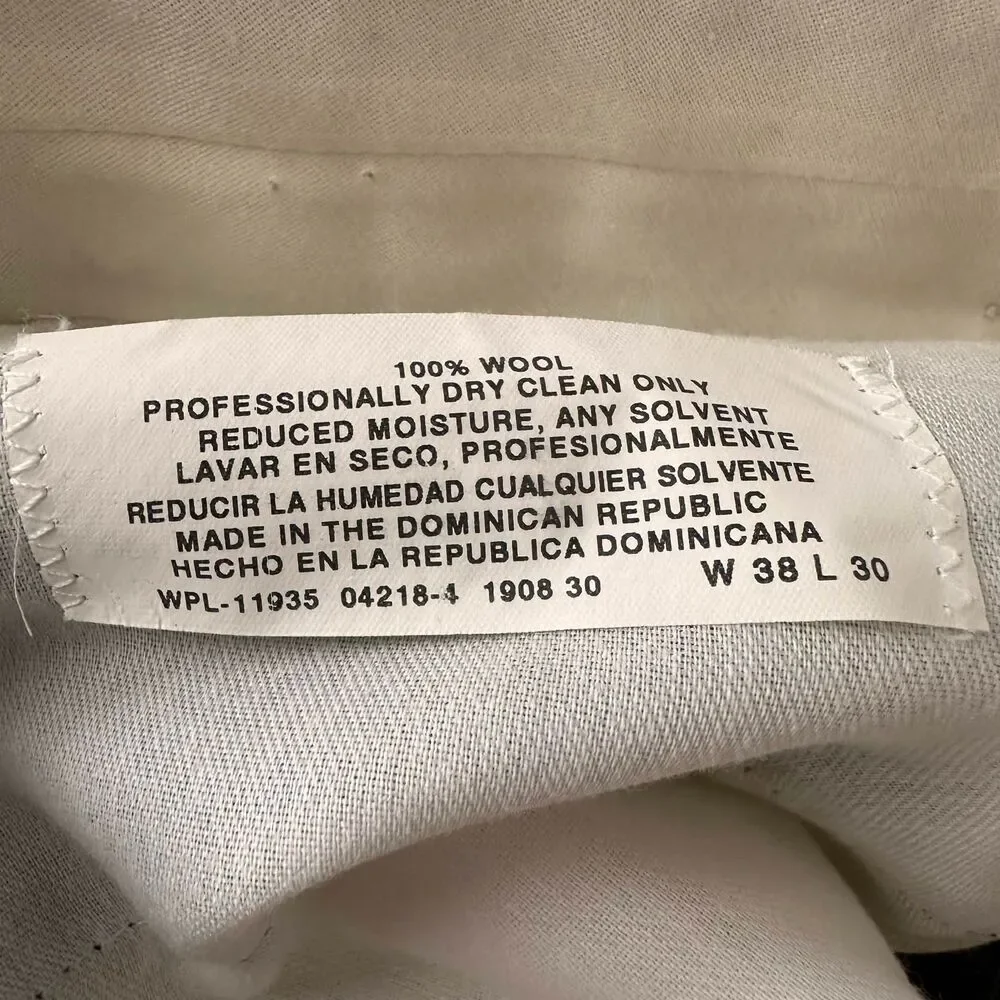 Stafford Mens 38x30 Worsted Wool Dress Pants Gray Pinstripe Pleated Trousers